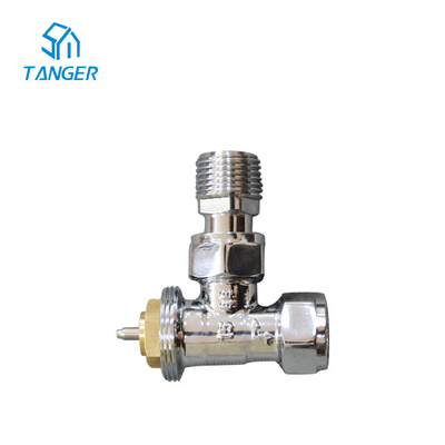 Brushed Thermostatic Radiator Valves Angled Trv Chrome 15mm X1/2&quot;