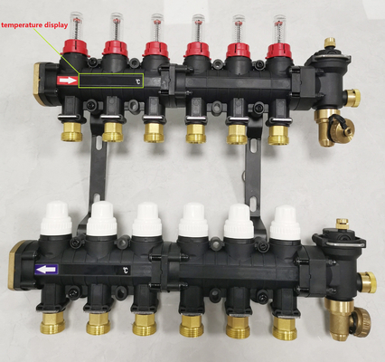 Plastic Underfloor Heating Manifolds Gauge Ufh Heating Manifold 2-12 Branches