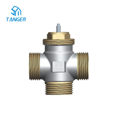 8mm 10mm Brass Thermostatic Radiator Valves Polished 3 Way DN20 PN16 Mixing  Kvs 2.1